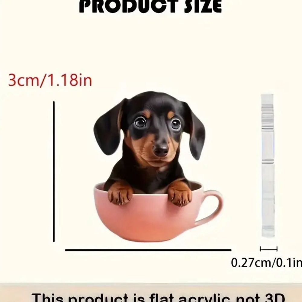 Adorable puppy dachshund, and a pink teacup earrings - Picture 4 of 4